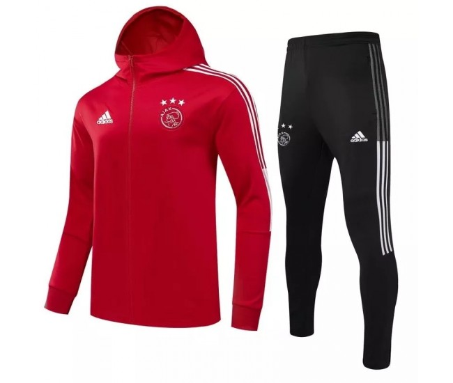 Ajax Amsterdam Red Hooded Presentation Football Tracksuit 2021-22