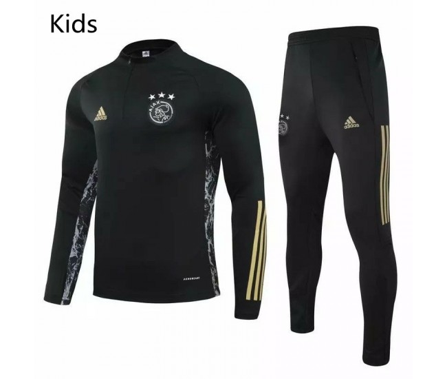 Ajax Training Sweat Soccer Tracksuit Black Kids 2020 2021