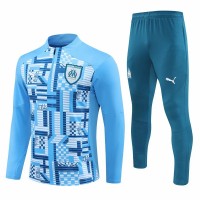 Olympique Marseille Mens Blue Training Technical Football Tracksuit 2024-25