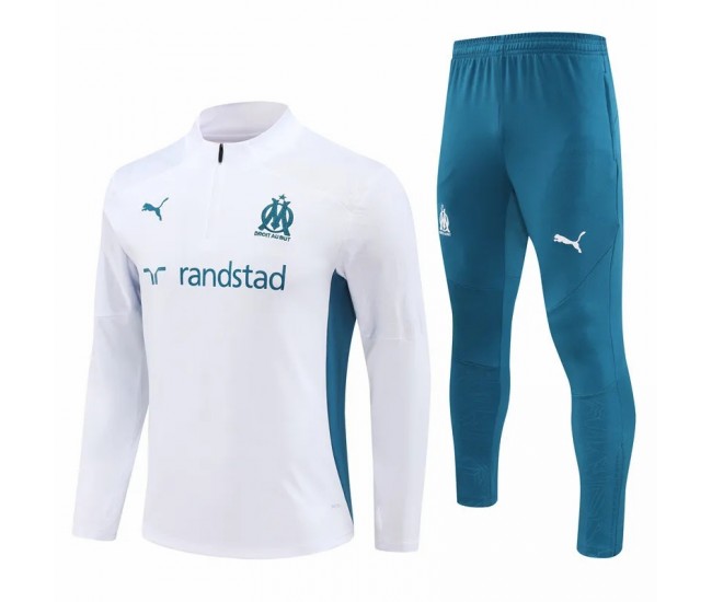 Olympique Marseille Mens White Training Technical Football Tracksuit 2024-25