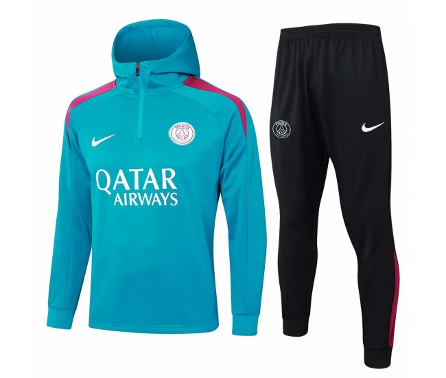 PSG Mens Blue Training Hooded Technical Football Tracksuit 2024-25
