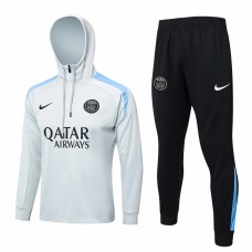 PSG Mens White Training Hooded Technical Football Tracksuit 2024-25