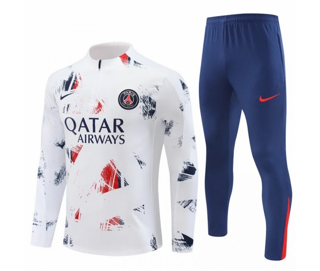 PSG Mens White Training Technical Football Tracksuit 2024-25