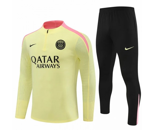 PSG Mens Yellow Training Technical Football Tracksuit 2024-25