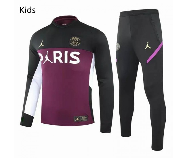 PSG X Jordan Training Technical Soccer Tracksuit Purple Black Kids 2020 2021 PSG X Jordan Training Technical Soccer Tracksuit Purple Black Kids 2020 2021