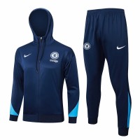 Chelsea Mens Navy Training Hooded Presentation Football Tracksuit 24-25
