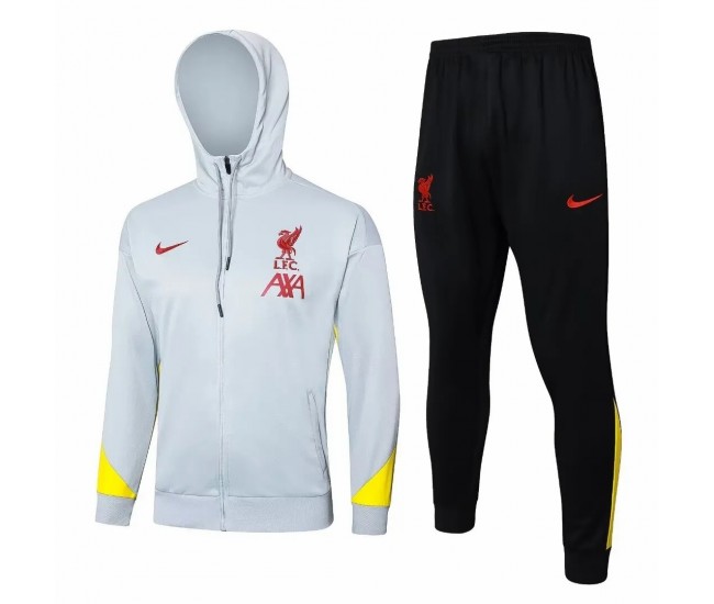 Liverpool FC Mens White Training Hooded Presentation Football Tracksuit 24-25