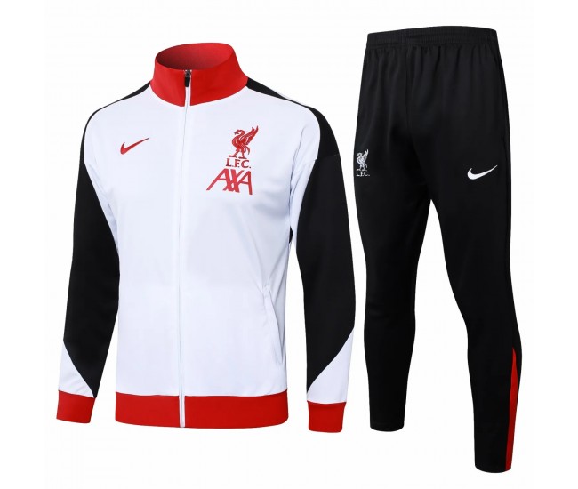 Liverpool FC Mens White Training Presentation Football Tracksuit 24-25