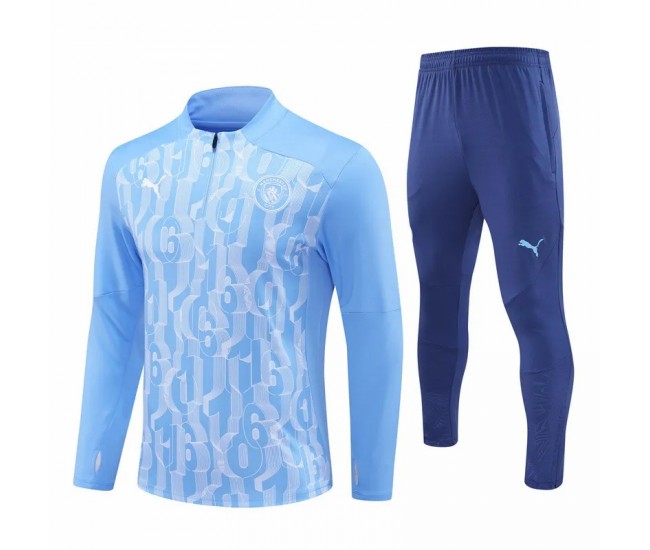 Manchester City FC Mens Blue Training Technical Football Tracksuit 24-25