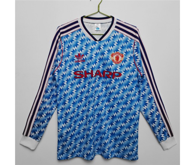 Manchester United FC Long Sleeve Away Retro Jersey 1990 
