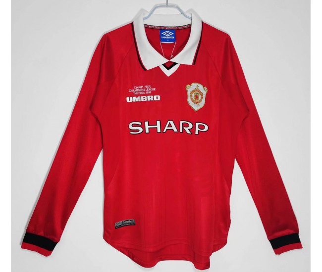 Manchester United FC Long Sleeve Home Retro Jersey 1999-2000