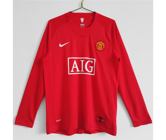 Manchester United FC Long Sleeve Home Retro Jersey 2007-2008
