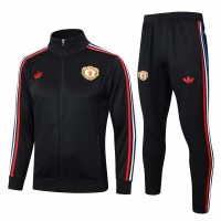 Manchester United FC Mens Black Training Presentation Football Tracksuit 24-25
