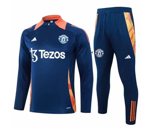 Manchester United FC Mens Navy Training Technical Football Tracksuit 24-25