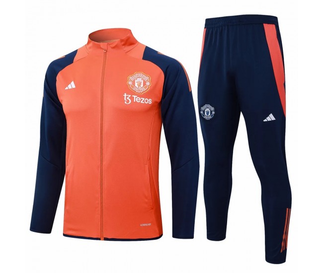Manchester United FC Mens Orange Training Presentation Football Tracksuit 24-25