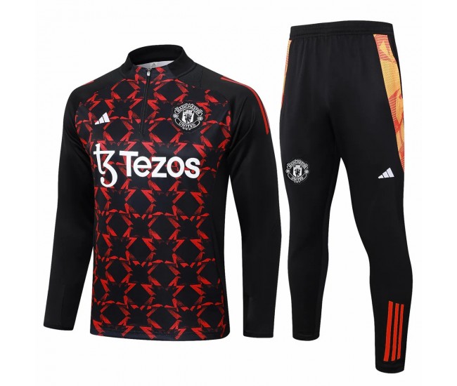 Manchester United FC Mens Black Training Technical Football Tracksuit 24-25