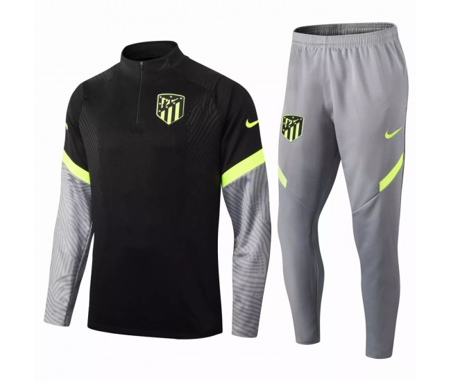 Atlético De Madrid Technical Training Soccer Tracksuit Black Grey 2020 2021