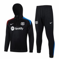 FC Barcelona Mens Black Hooded Technical Football Tracksuit 2024-25