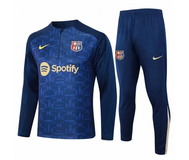 FC Barcelona Mens Blue Training Technical Football Tracksuit 2024-25