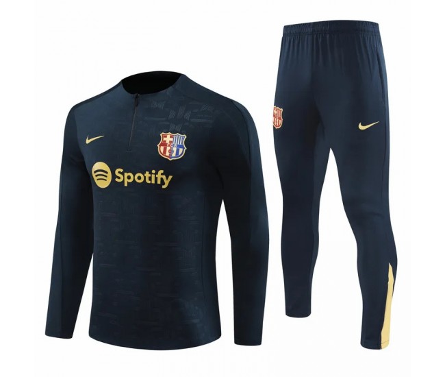FC Barcelona Mens Navy Training Technical Football Tracksuit 2024-25
