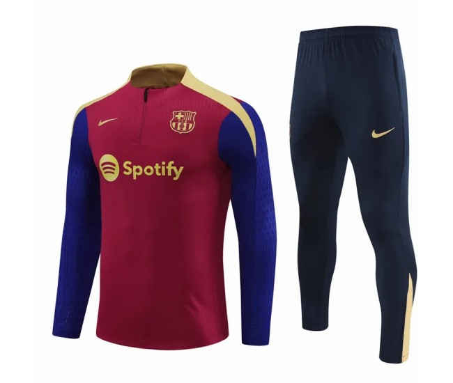 FC Barcelona Mens Red Training Technical Football Tracksuit 2024-25