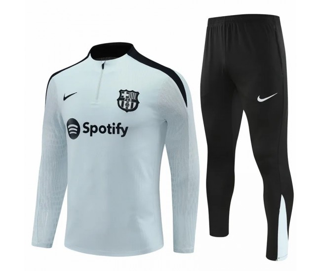 FC Barcelona Mens White Training Technical Football Tracksuit 2024-25