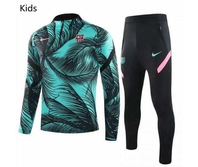 FC Barcelona Soccer Training Technical Tracksuit Green Kids 2020 2021