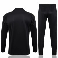 Real Madrid Mens Black Training Technical Football Tracksuit 2024-25