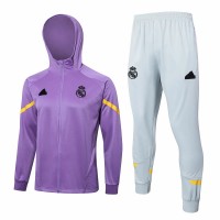 Real Madrid Mens Purple Hooded Presentation Football Tracksuit 2024-25