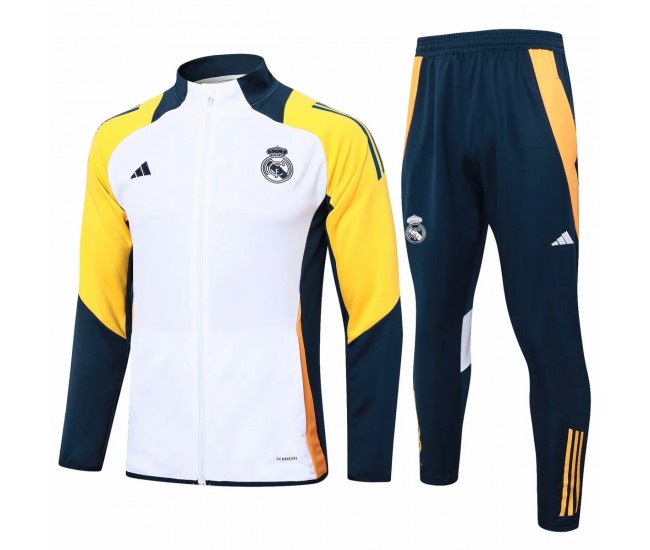 Real Madrid Mens White Training Presentation Football Tracksuit 2024-25