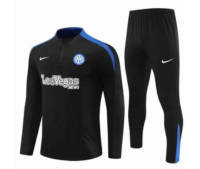 Inter Milan Mens Black Training Technical Football Tracksuit 2024-25