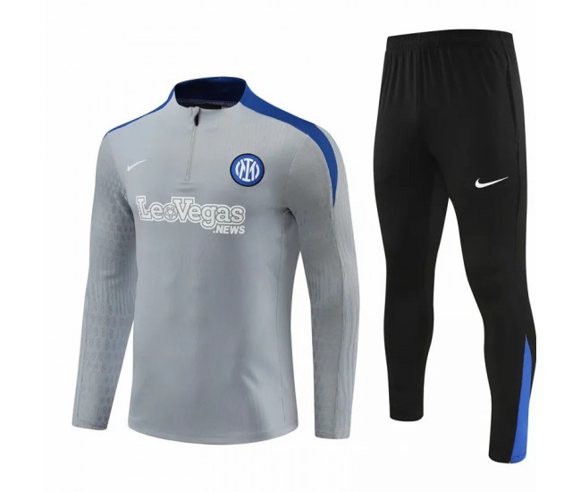 Inter Milan Mens Grey Training Technical Football Tracksuit 2024-25
