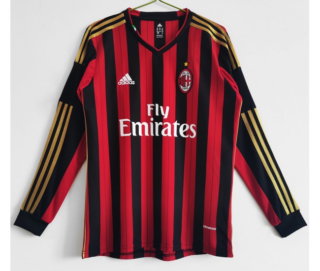 AC Milan Home Long Sleeve Retro Jersey 2013-2014