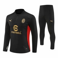 AC Milan Mens Black Training Technical Football Tracksuit 2024-25