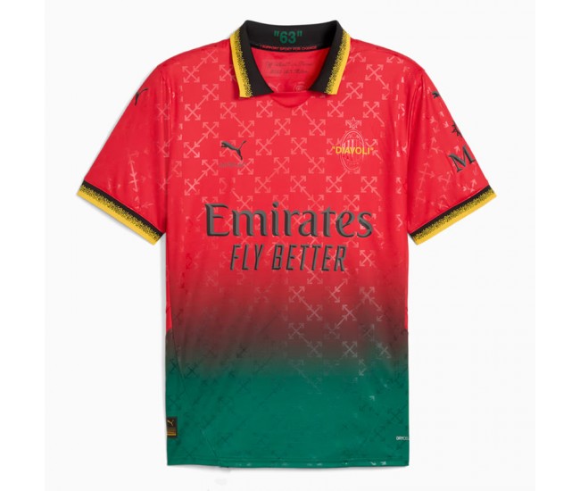 AC Milan x OFF-WHITE Mens Red-Power Green Jersey 24-25