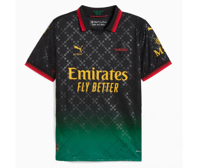 AC Milan x OFF-WHITE Mens Black-Power Green Jersey 24-25