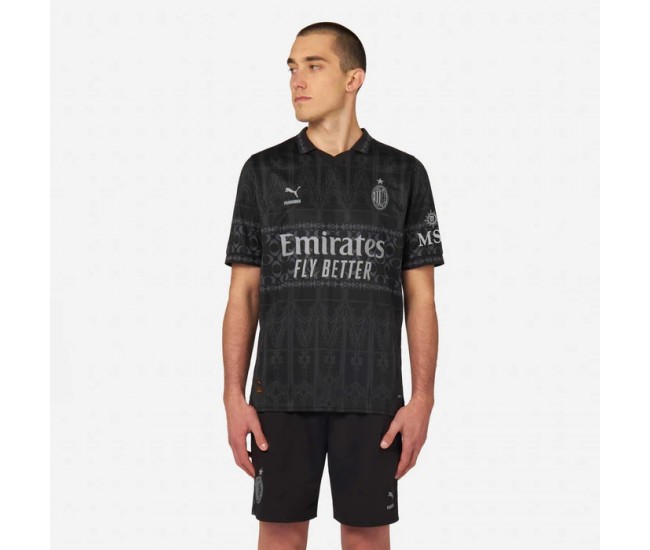 AC Milan X Pleasures Mens Dark Authentic Jersey 23-24