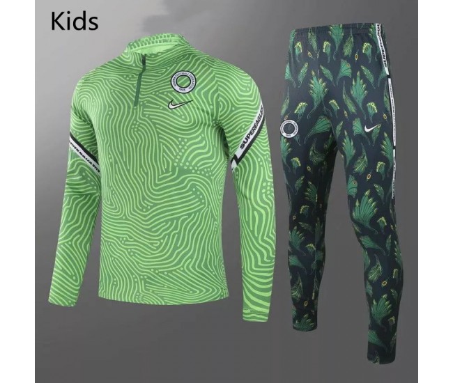 Nigeria Training Technical Soccer Tracksuit Green Kids 2020 2021