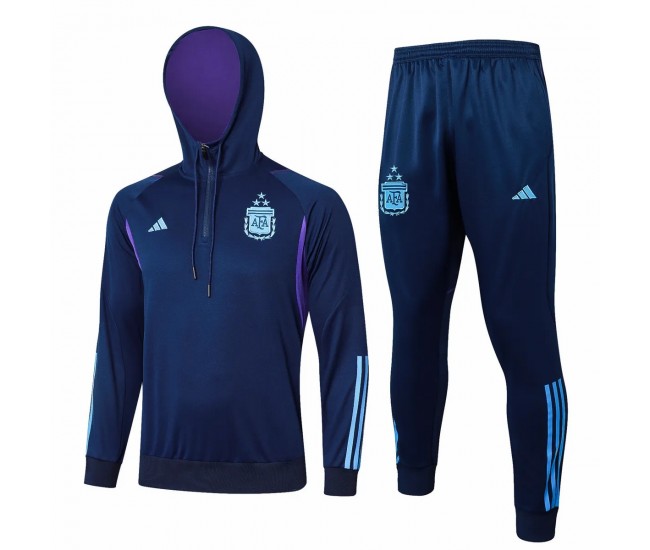 Argentina Navy Hooded Training Football Tracksuit 24-25