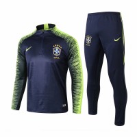 Brazil Royal Blue Stripe Training Soccer Tracksuit 2018/19 - Kids