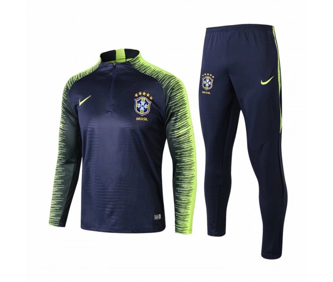 Brazil Royal Blue Stripe Training Soccer Tracksuit 2018/19 - Kids