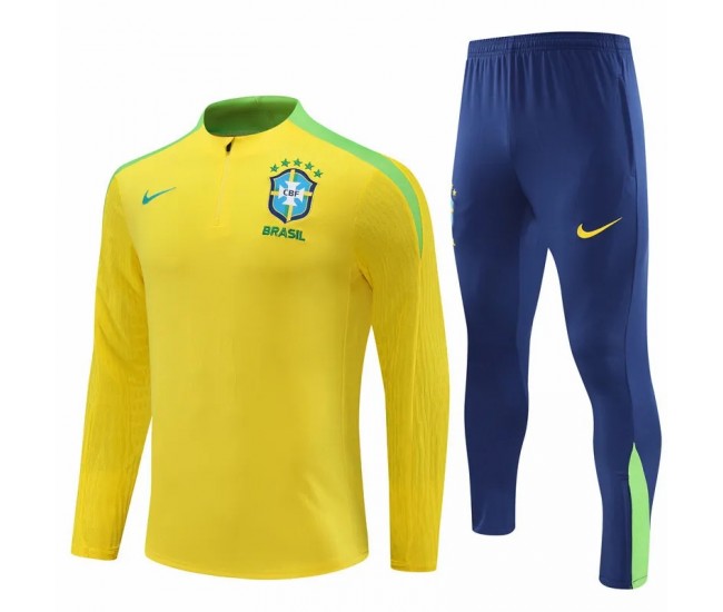 Brazil National Team Mens Yellow Training Technical Football Tracksuit 2024-25
