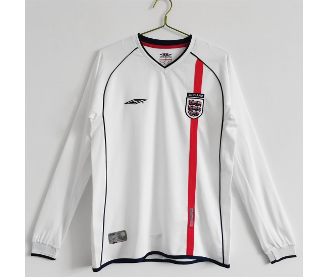 England Long Sleeve Home Retro Jersey 2002 