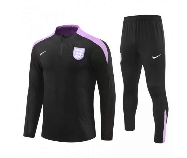 England Mens Black Training Technical Football Tracksuit 2024-25
