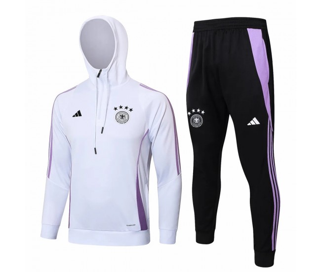 Germany Mens White Training Hooded Technical Football Tracksuit 2024-25