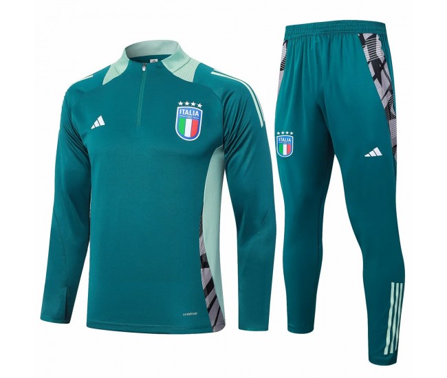 Italy Mens Green Training Technical Football Tracksuit 2024-25