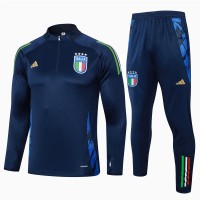 Italy Mens Navy Training Technical Football Tracksuit 2024-25