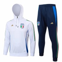 Italy Mens White Training Hooded Technical Football Tracksuit 2024-25