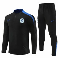 Netherlands Mens Black Training Technical Football Tracksuit 2024-25