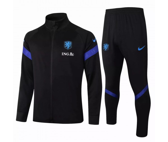 Netherlands Black Presentation Soccer Tracksuit 2020 2021